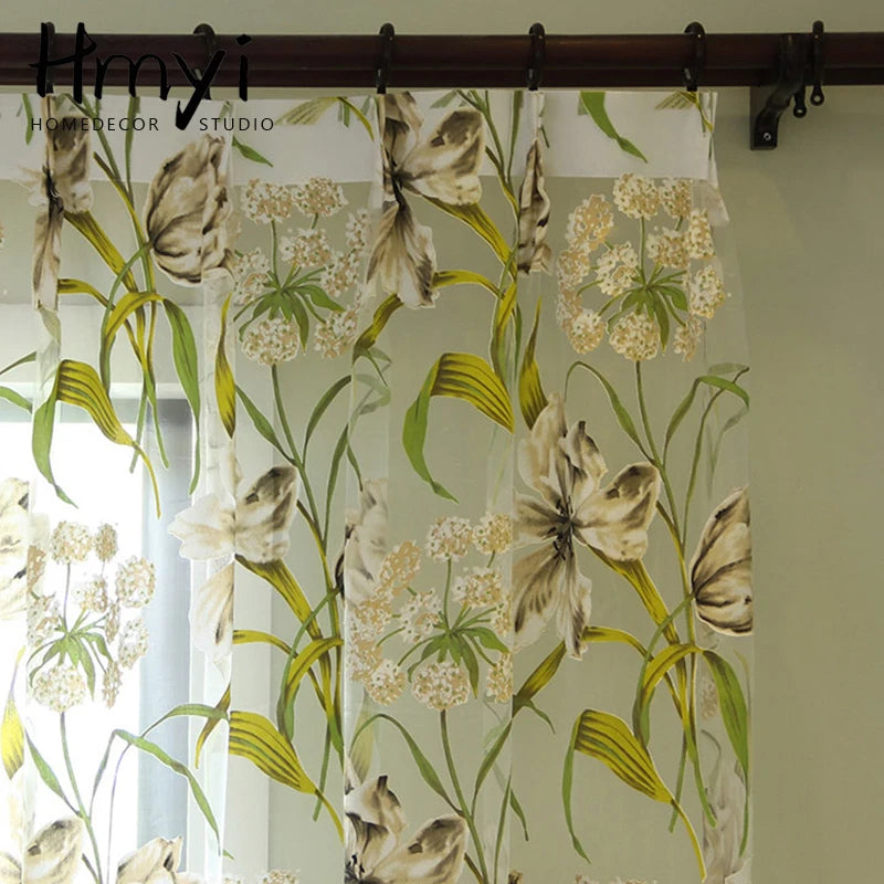 Tropical Leaf Sheer Curtain Panel
