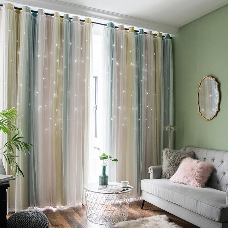 Morandi Gradient Double-Layer Blackout Curtains