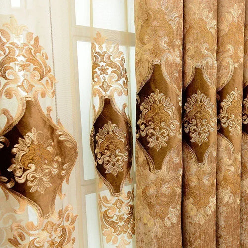 European Embroidered Semi-Blackout Curtain Panel