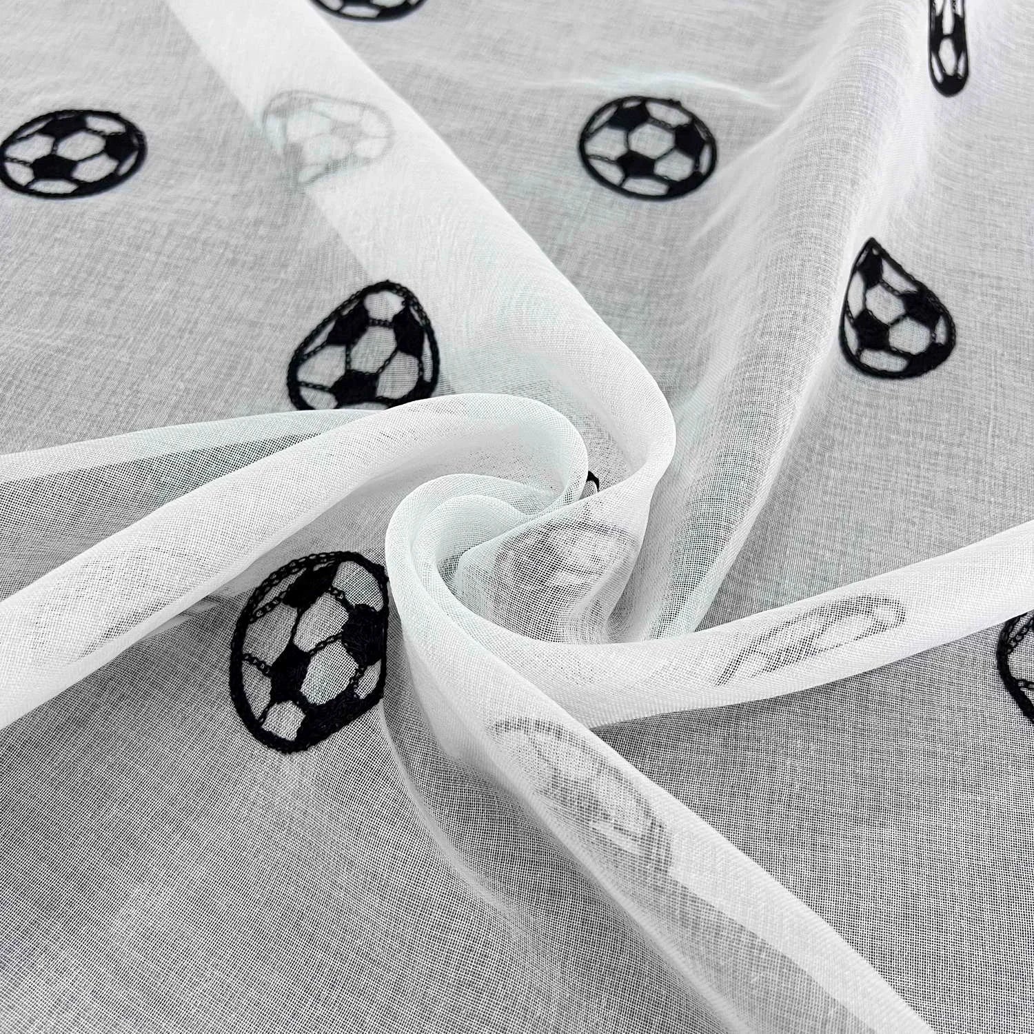 Soccer Embroidered Sheer Curtain Panel