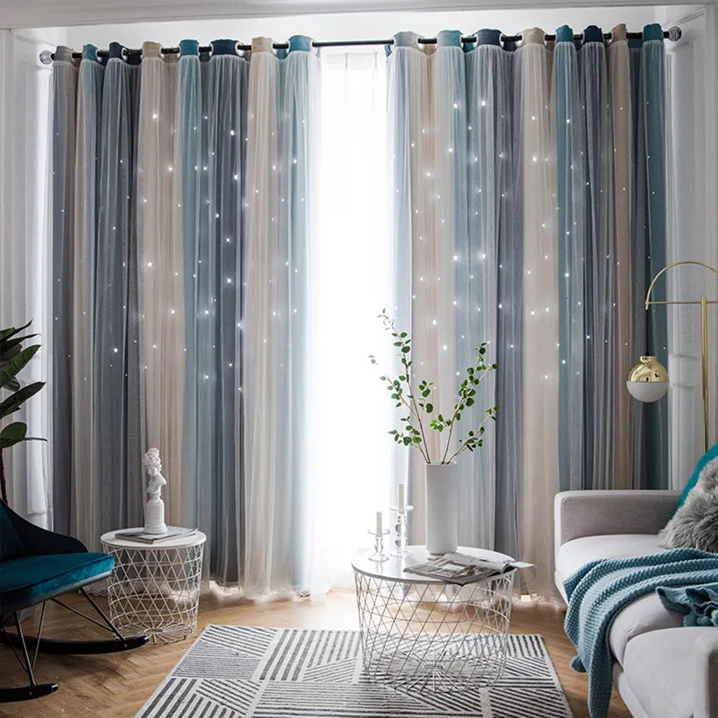 Morandi Gradient Double-Layer Blackout Curtains
