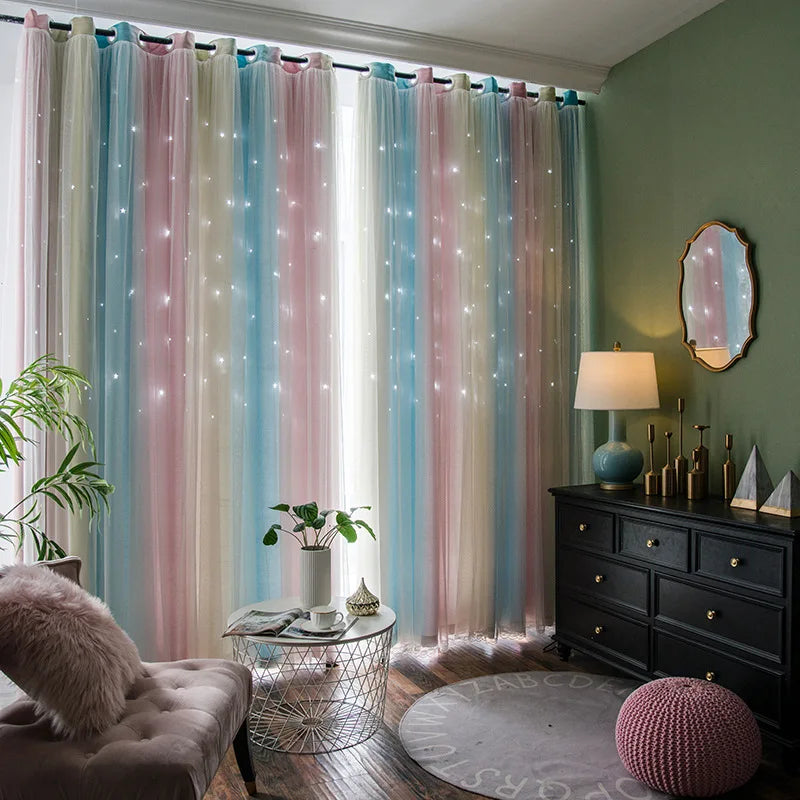 Morandi Gradient Double-Layer Blackout Curtains