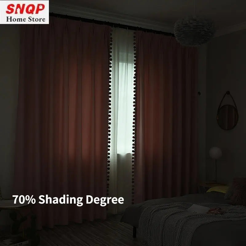 Soft Pink Semi-Blackout Curtain Panel